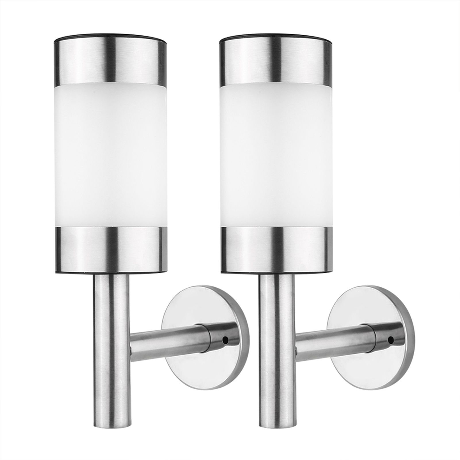 2Pcs Stainless Steel LED Solar Power Wall Mount Light Outdoor Garden Yard