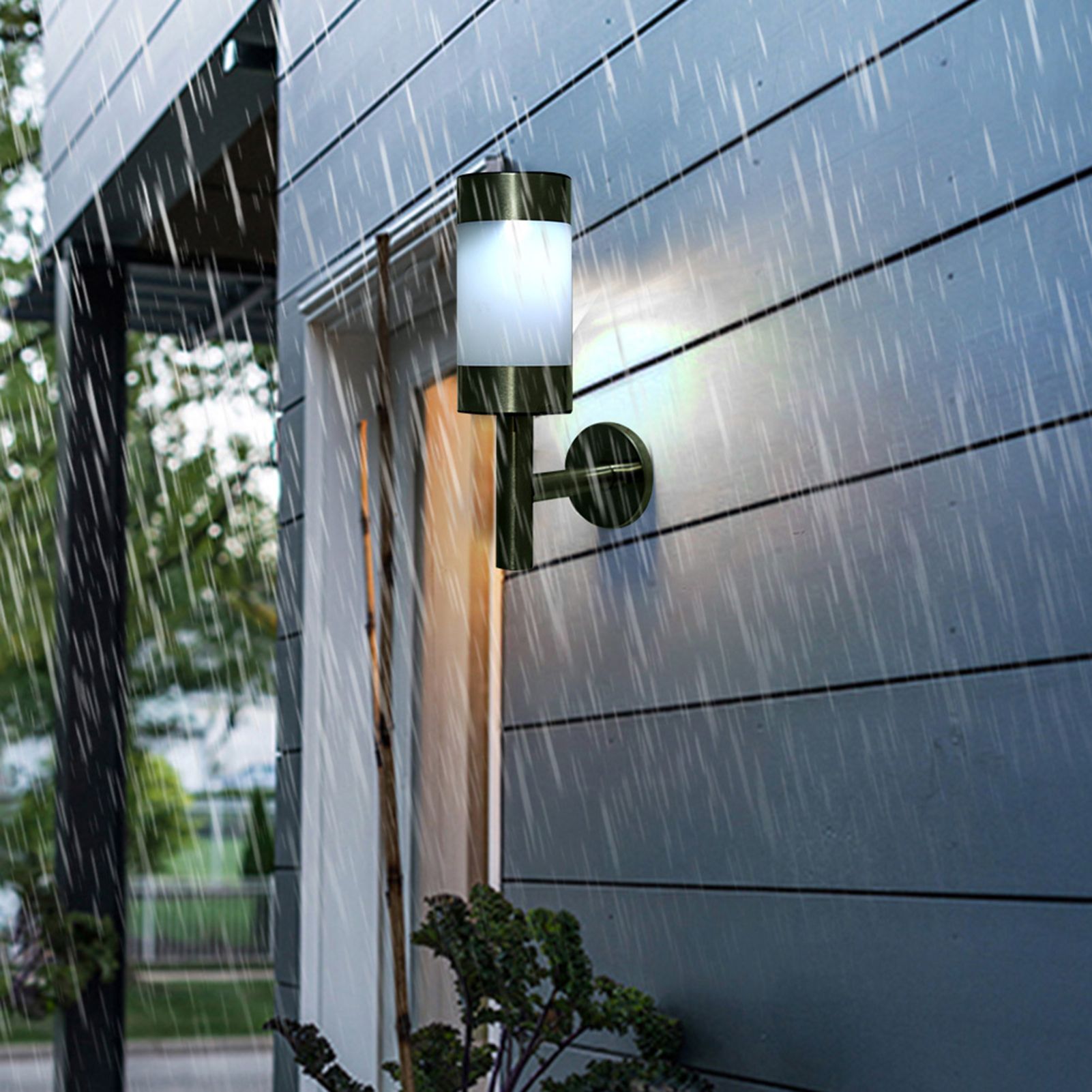 2Pcs Stainless Steel LED Solar Power Wall Mount Light Outdoor Garden Yard view 7