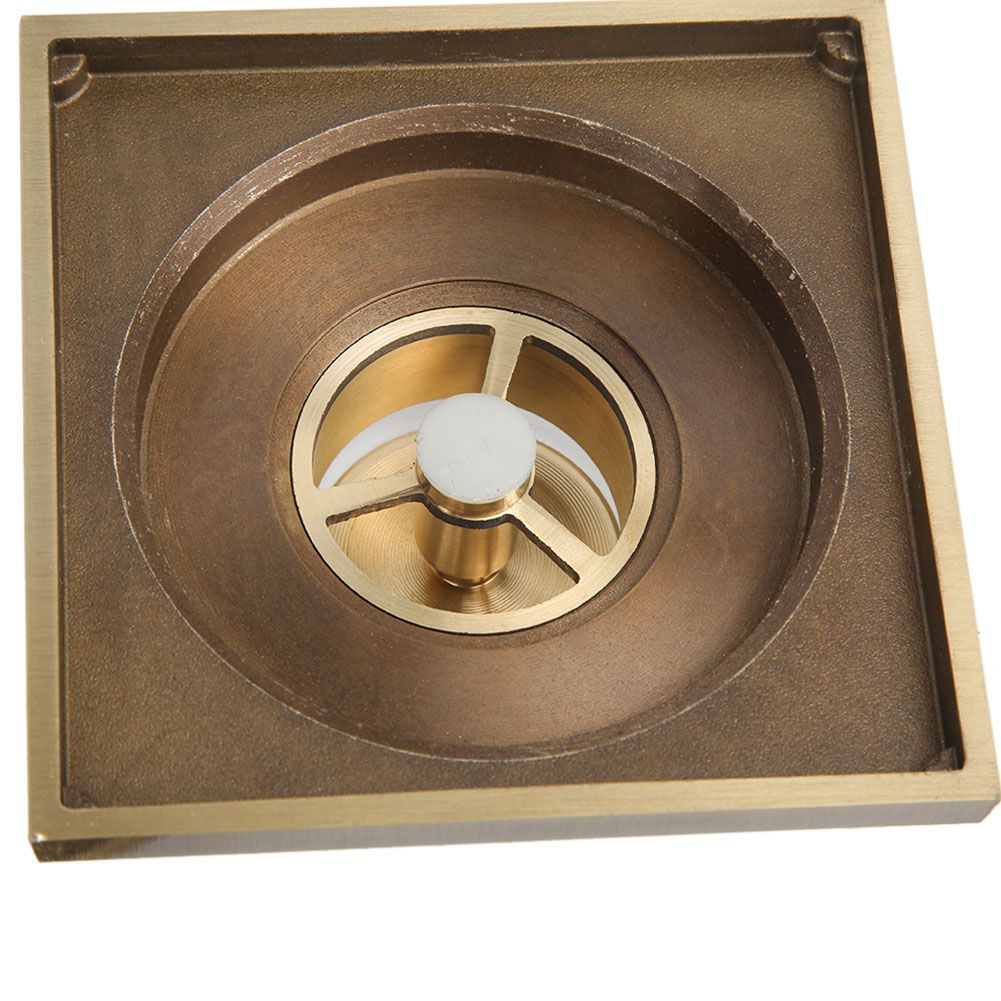 10 x 10 cm Solid Brass Gold Shower Drain Floor Drain Waste Drainer Bathroom view 10
