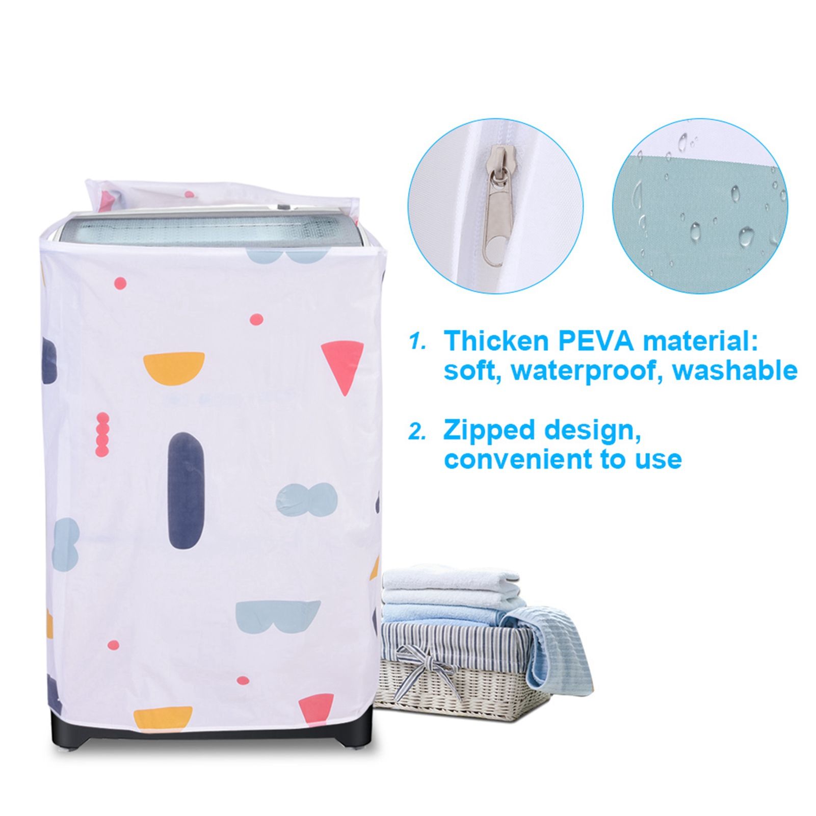 Waterproof Washing Machine Zipped Cover Dust Protection for Top Load Washer view 14