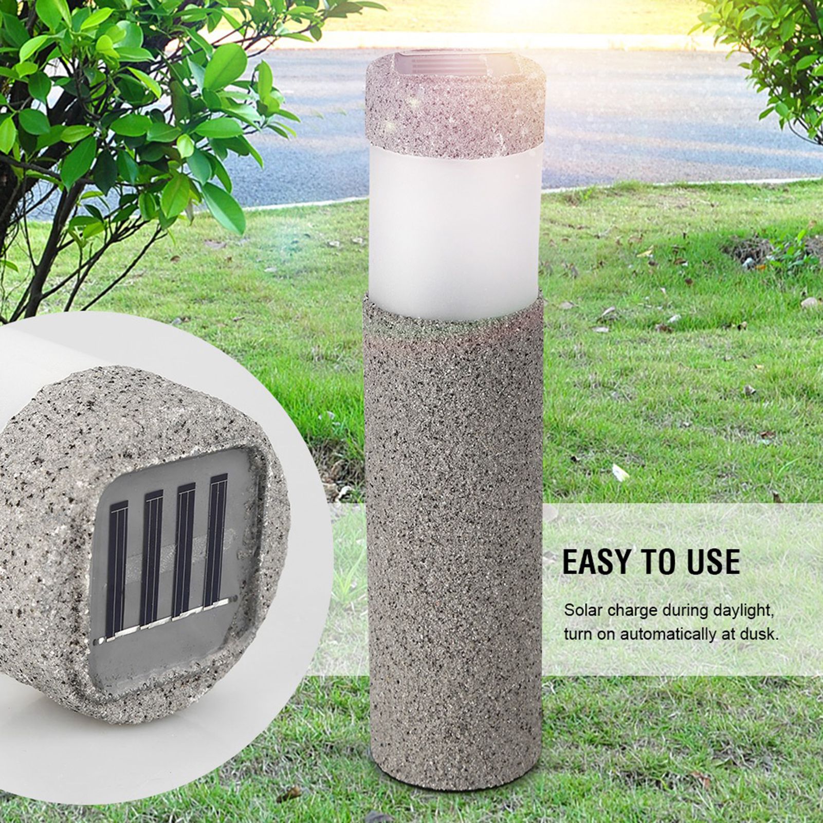 Ideal Waterproof Solar Power LED Light for Garden Path Courtyard Stone Lamp view 5