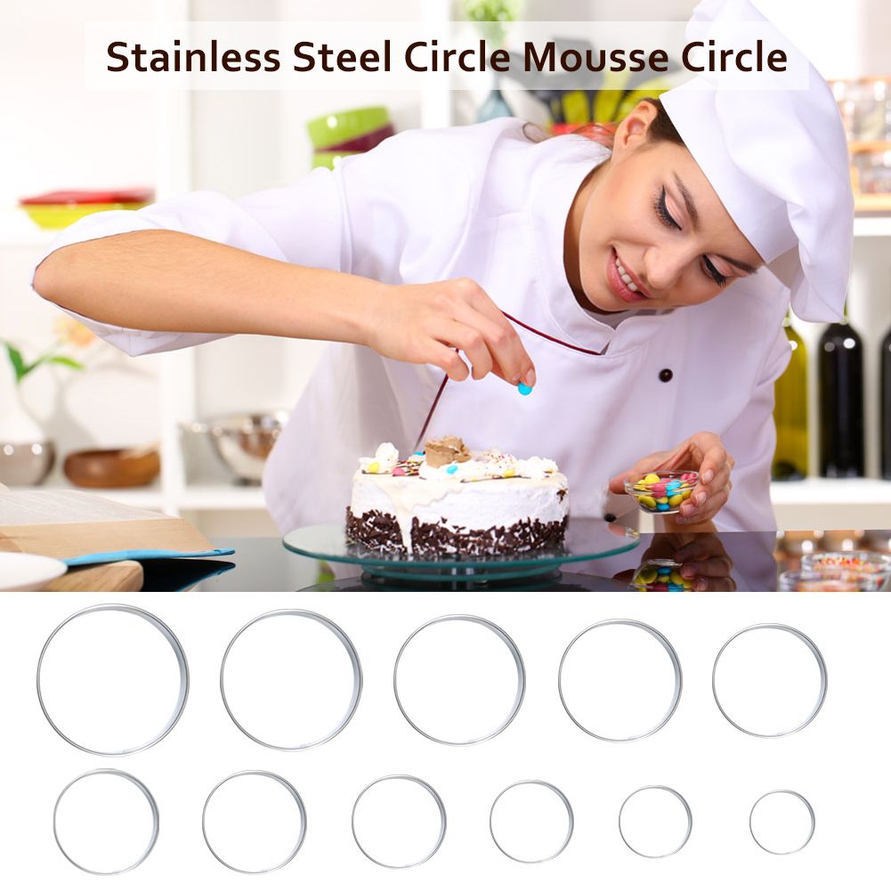 12 Pcs Stainless steel Round Cookie Biscuit Cutter Baking Metal Ring Molds for view 5