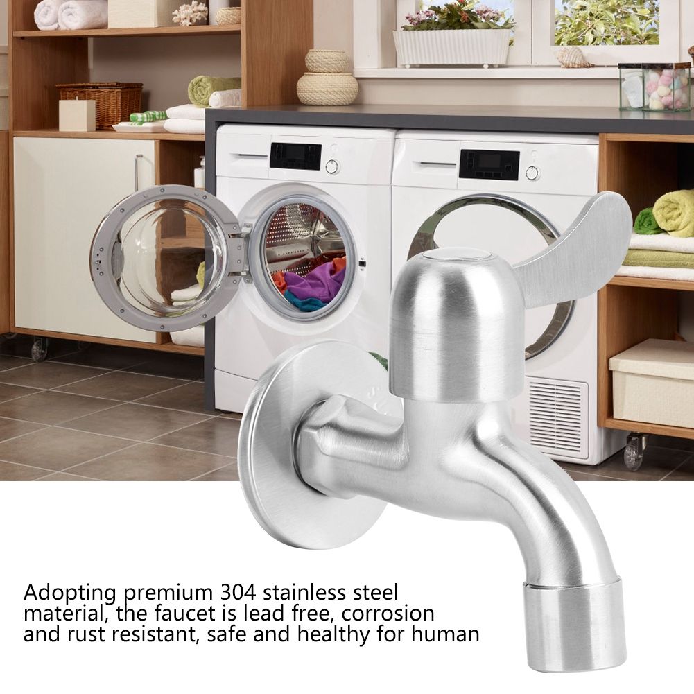 304 Stainless Steel Single Lever Faucet Tap for Laundry Washing Machine Home view 8