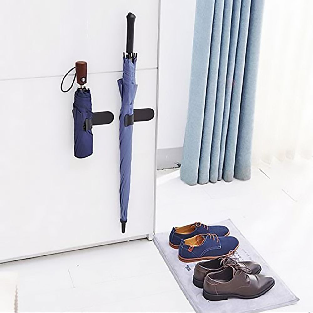 Black Plastic Self Adhesive Umbrella Holder Car Storage Rack Hanger Home Wall Hook view 4