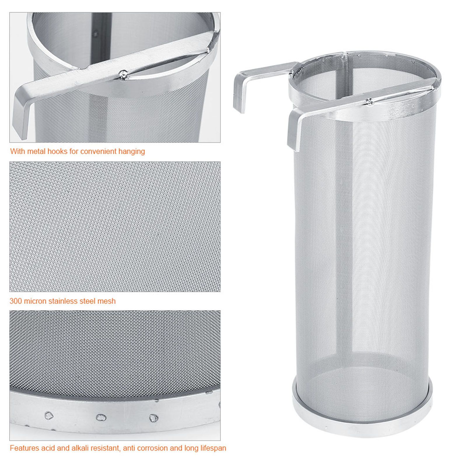 300 Micron Stainless Steel Homemade Brew Beer Hop Mesh Filter Strainer #1 10 x view 5