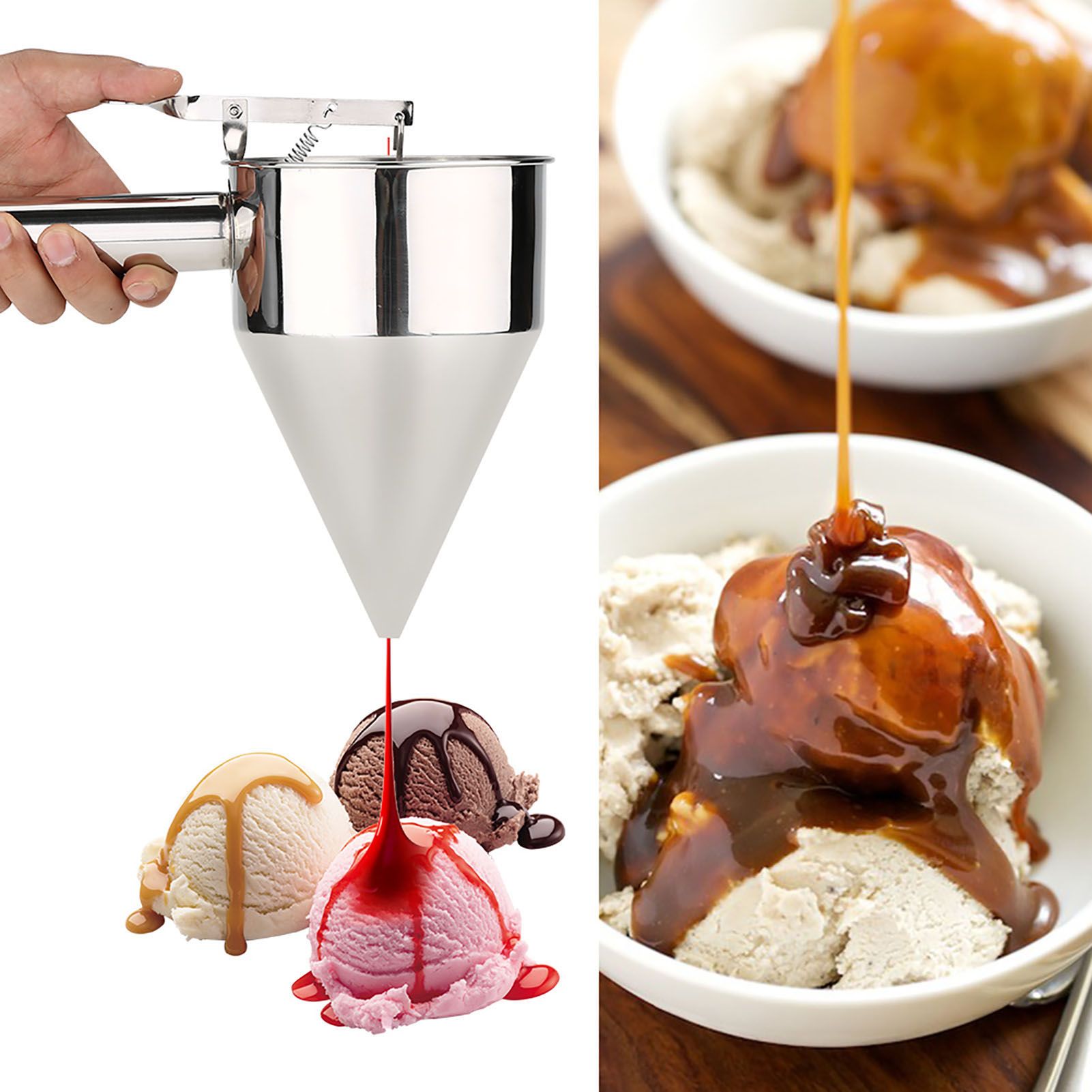 Stainless Steel Baking Funnel Cake Desserts Cooking Tools with Rack for Home view 3