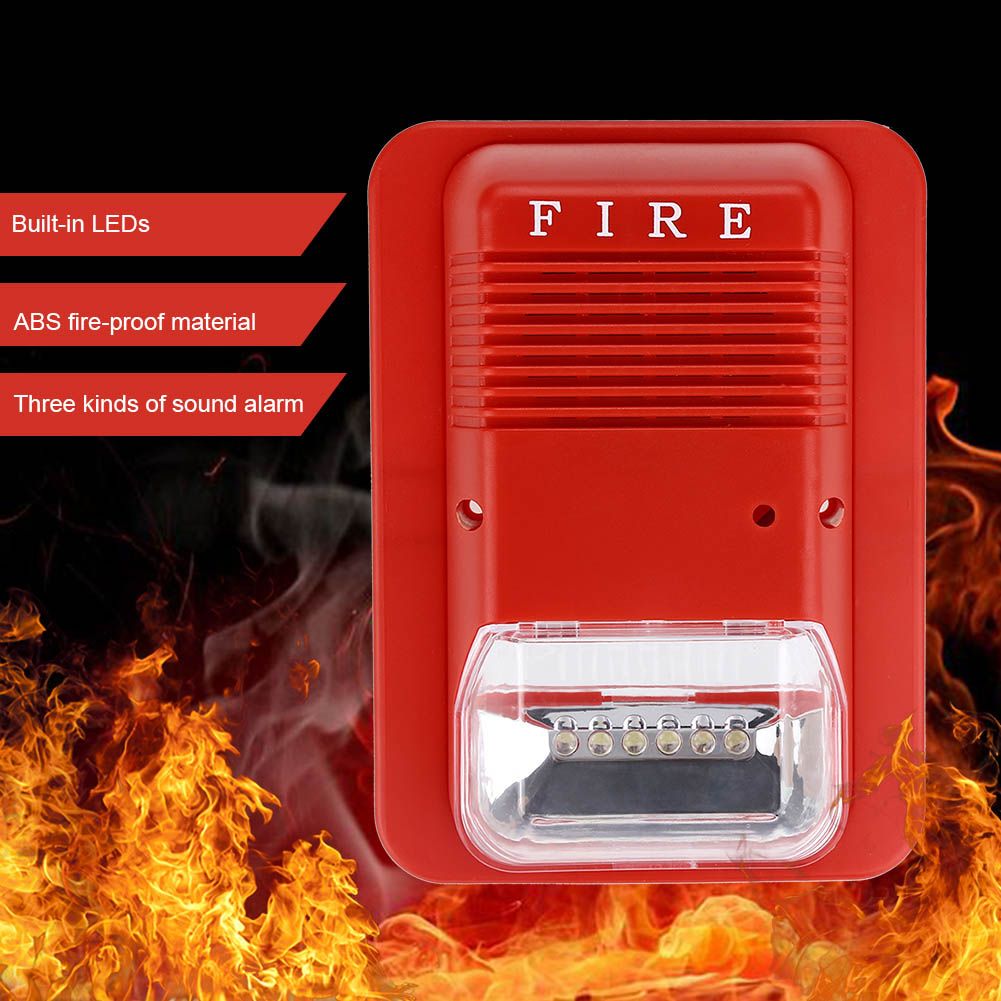Sound & Light Fire Alarm Warning Strobe Horn Alert Safety System Sensor for view 2