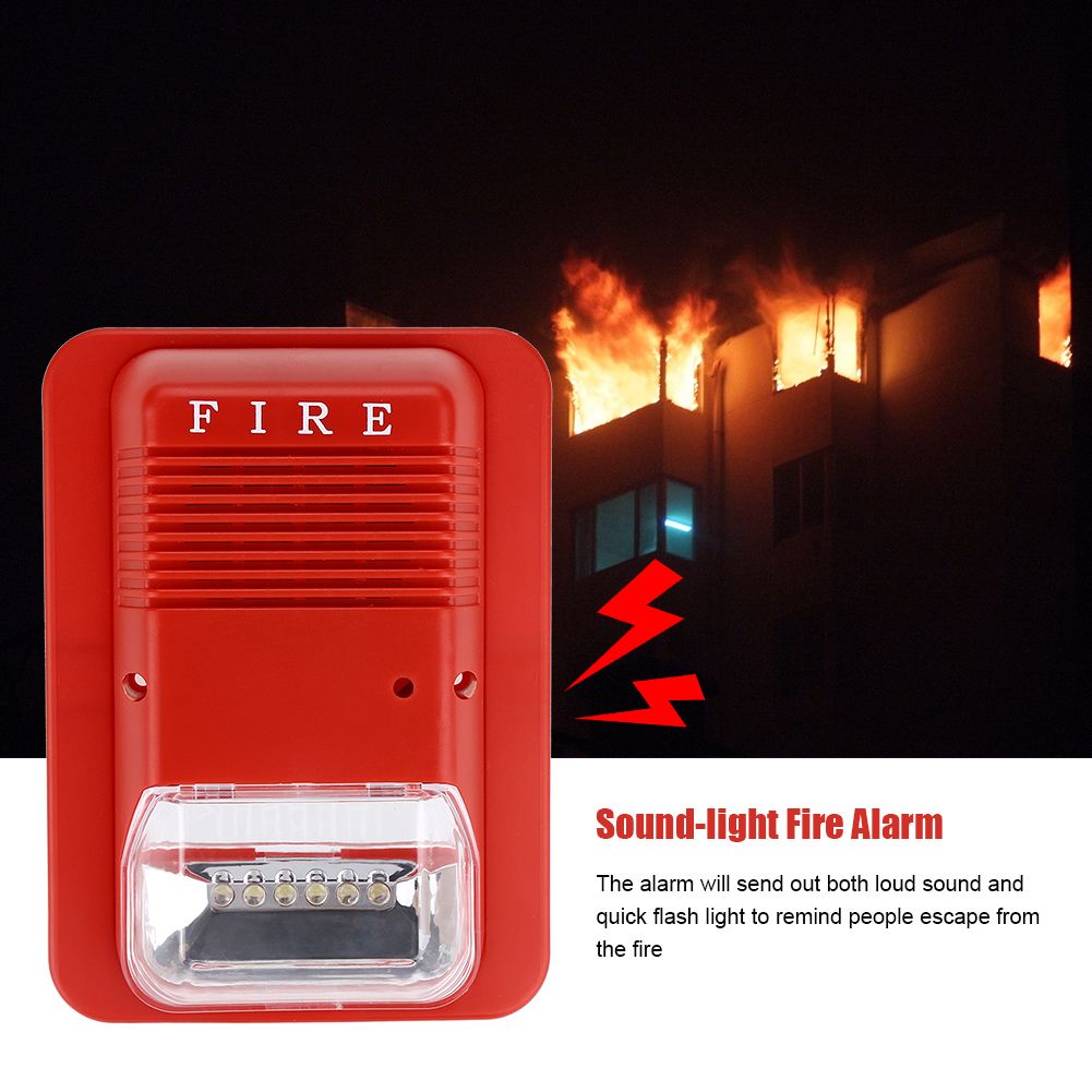 Sound & Light Fire Alarm Warning Strobe Horn Alert Safety System Sensor for view 3