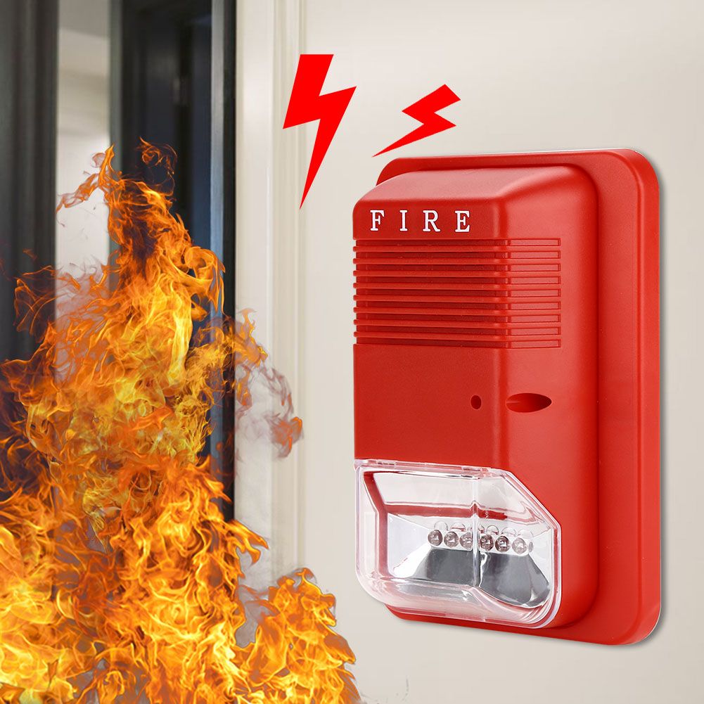 Sound & Light Fire Alarm Warning Strobe Horn Alert Safety System Sensor for view 4