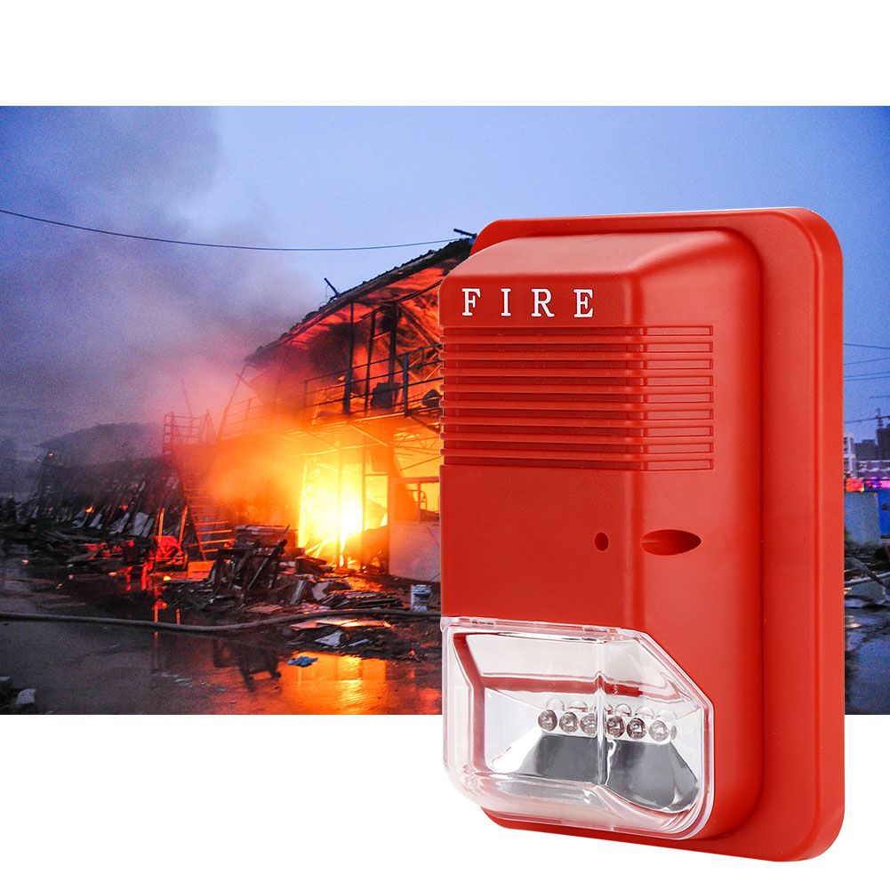 Sound & Light Fire Alarm Warning Strobe Horn Alert Safety System Sensor for view 5
