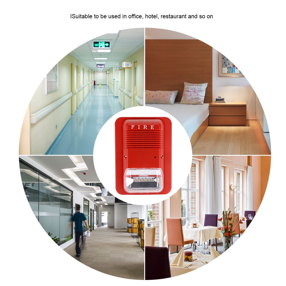 Sound & Light Fire Alarm Warning Strobe Horn Alert Safety System Sensor for view 6