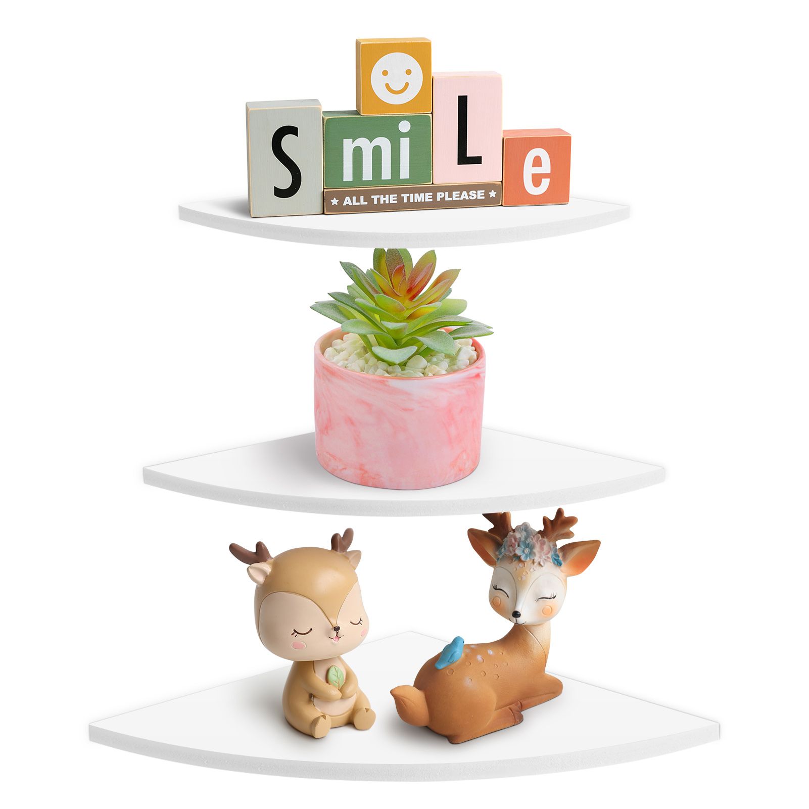 3Pcs Floating Corner Shelf Wall Mounted Storage Rack Bookshelves Home view 11