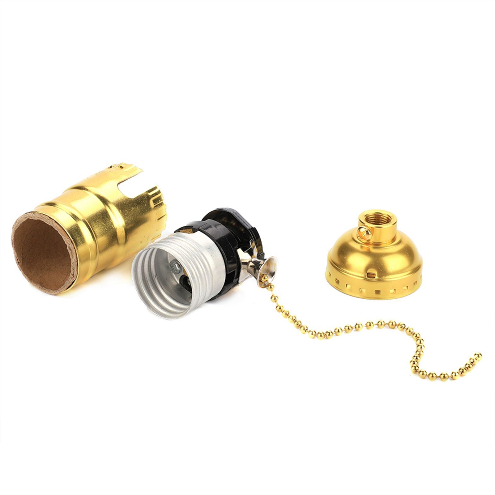 E27 Aluminum Vintage Light Socket with Pull Chain Desk Lamp Lighting Holder — image 1