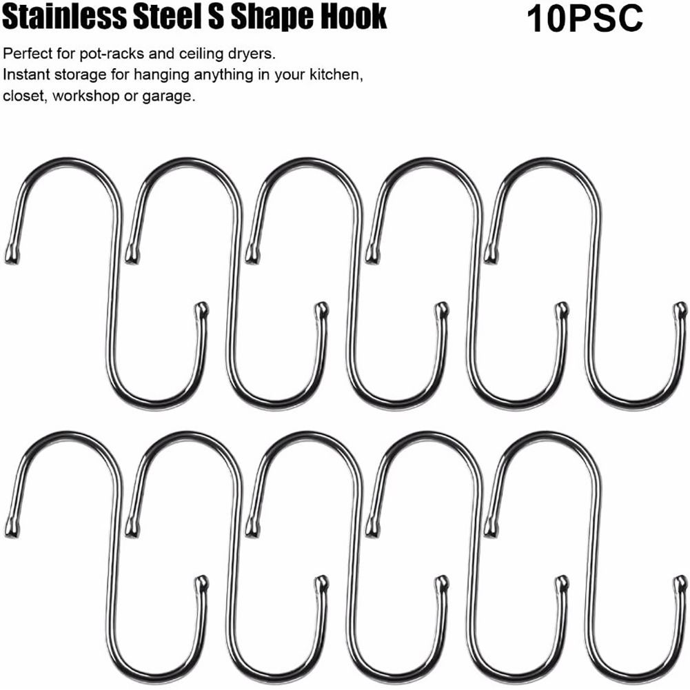 10pcs S Shaped Metal Hook Multi functional Bathroom Kitchen Hanging Hanger view 3