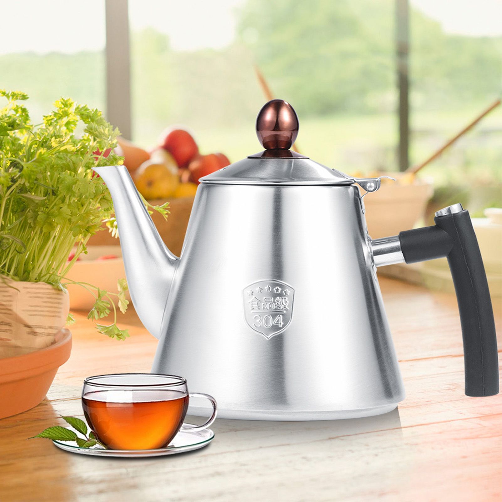1.2L Stainless Steel Stove top Teapot Tea Coffee Pot Kettle Heat Resistant view 2