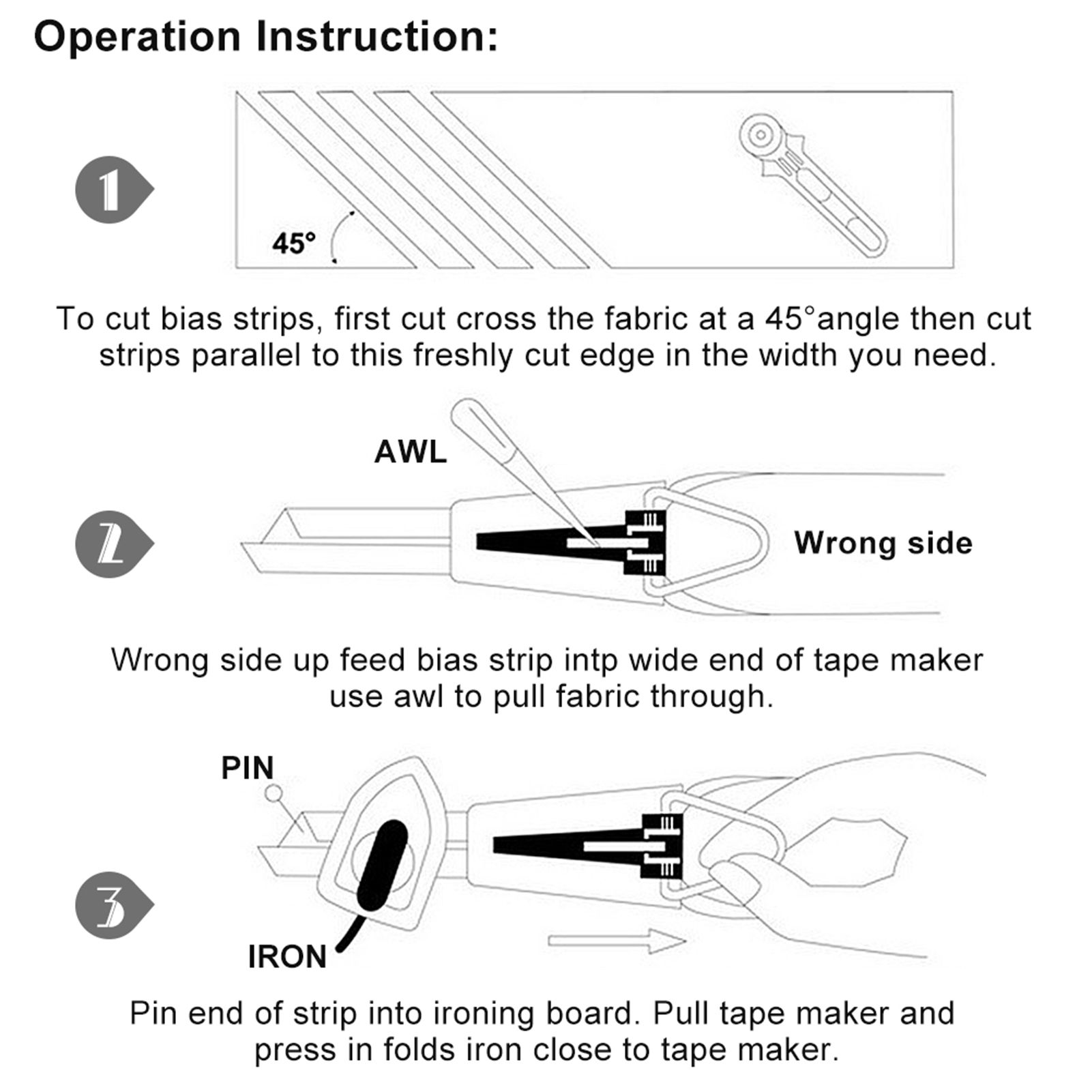 4 Size/set 6/12/18/25mm Fabric Bias Tape Maker Folder Kit DIY Sewing Quilting view 3