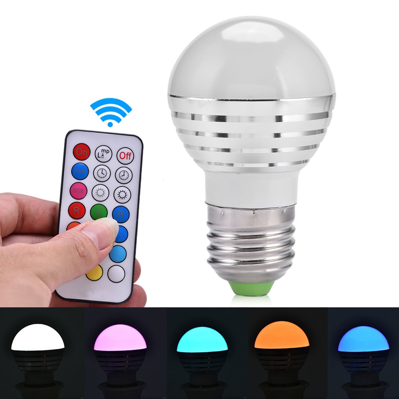 E27 3W RGB LED Color Changing Candle Light Lamp Bulb Remote Control Kit view 2