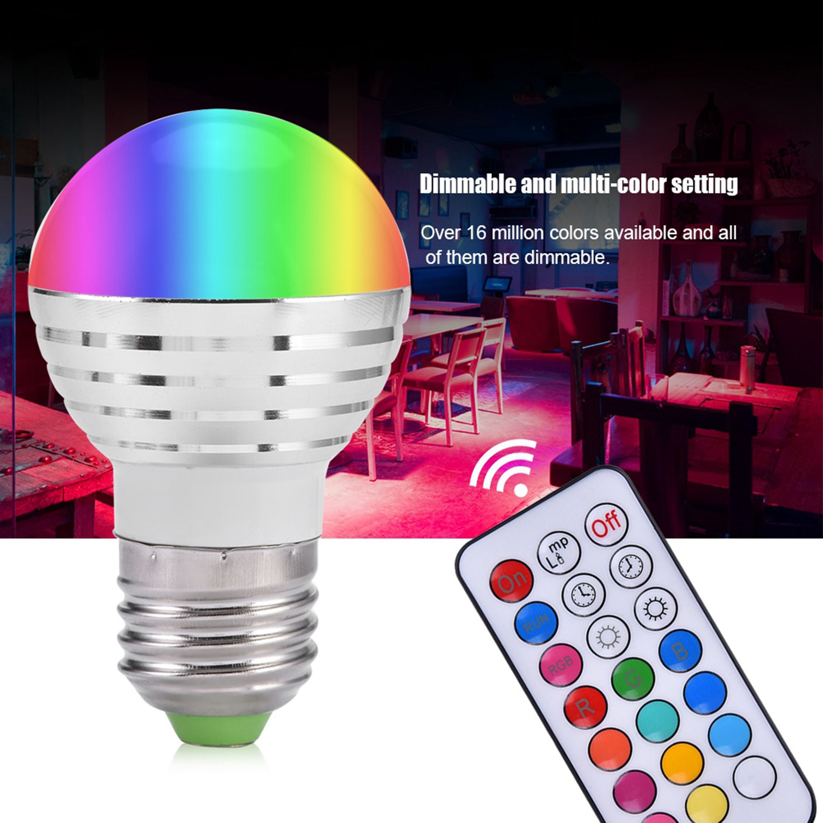 E27 3W RGB LED Color Changing Candle Light Lamp Bulb Remote Control Kit view 3
