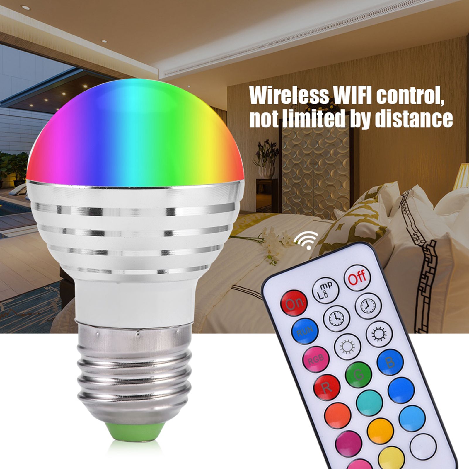 E27 3W RGB LED Color Changing Candle Light Lamp Bulb Remote Control Kit view 5