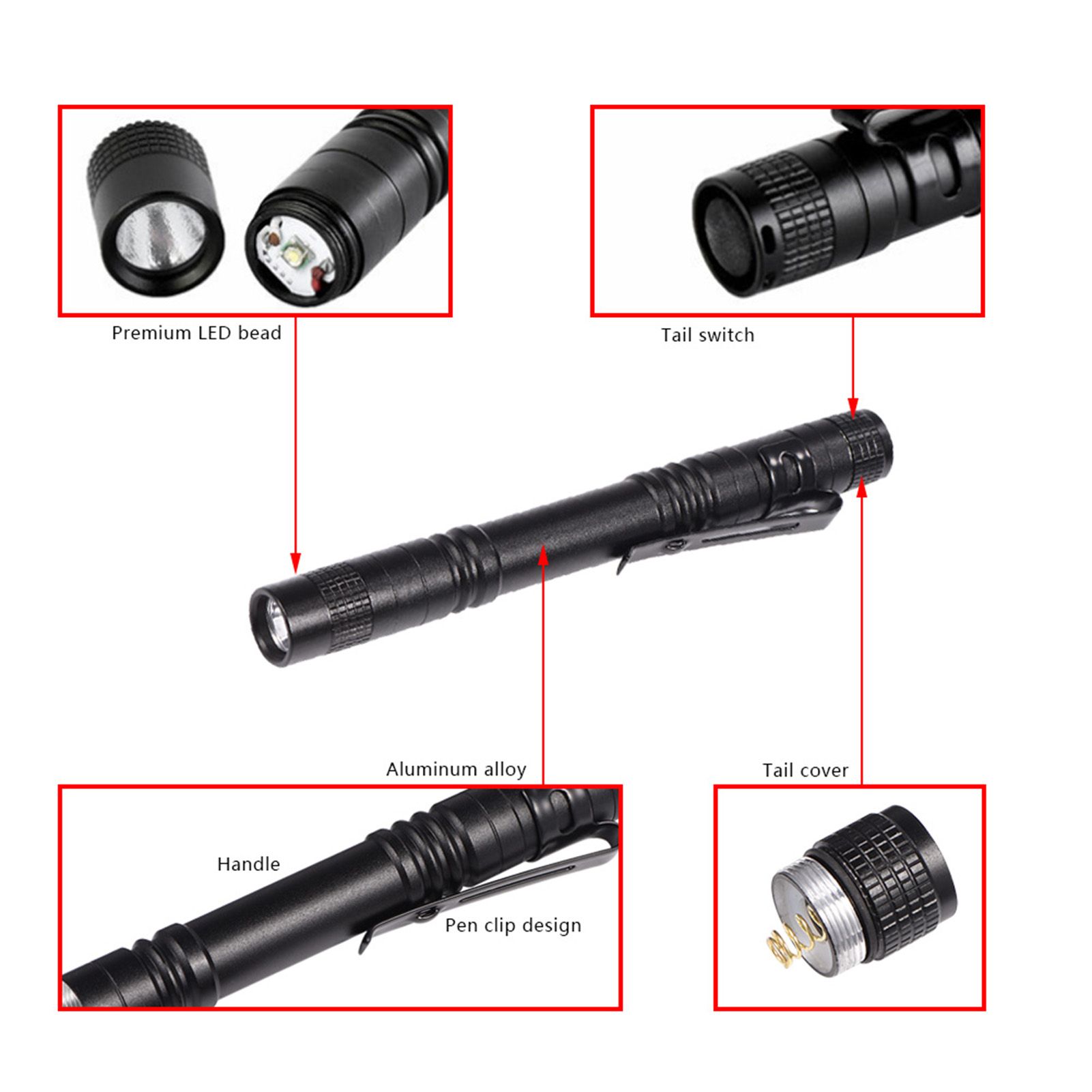 Mini Portable LED Pen Clip Pocket Flashlight High Bright Light Torch Lamp view 4