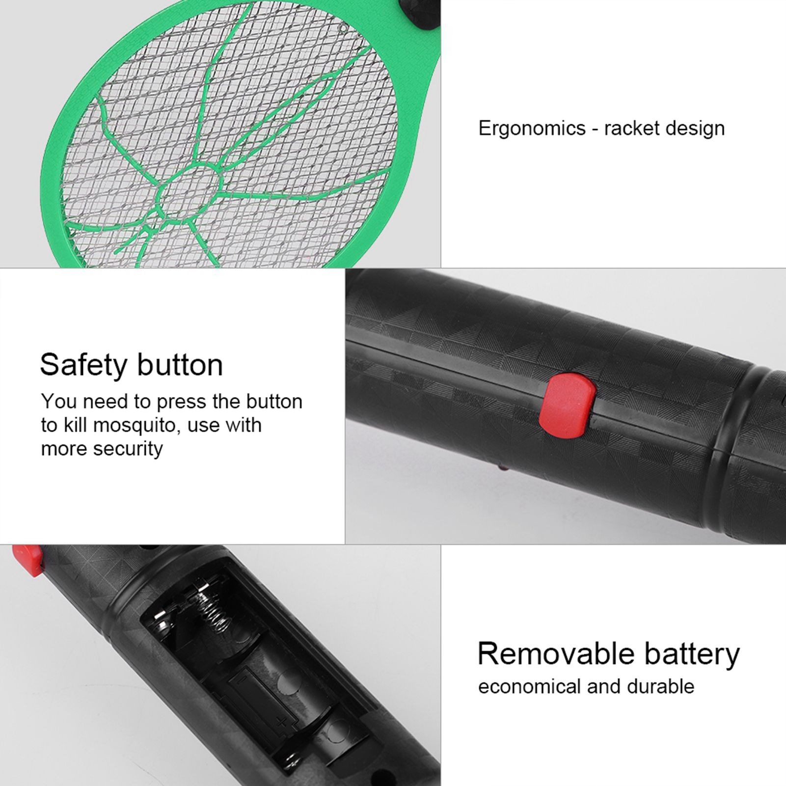 Cordless Battery Power Electric Fly Mosquito Swatter Bug Zapper Racket Insects view 5