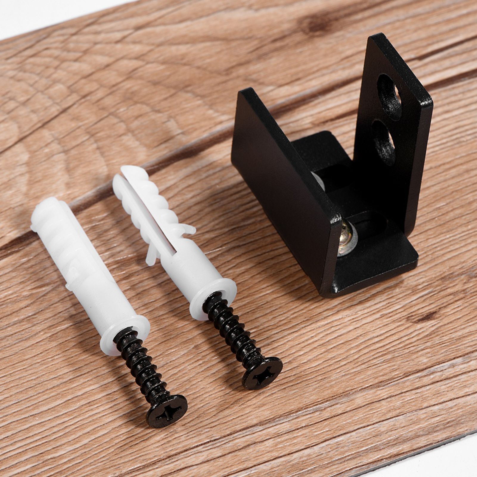 1pc Black Steel Hardware Sliding Barn Door Bottom Wall Mount Floor Guide with view 12