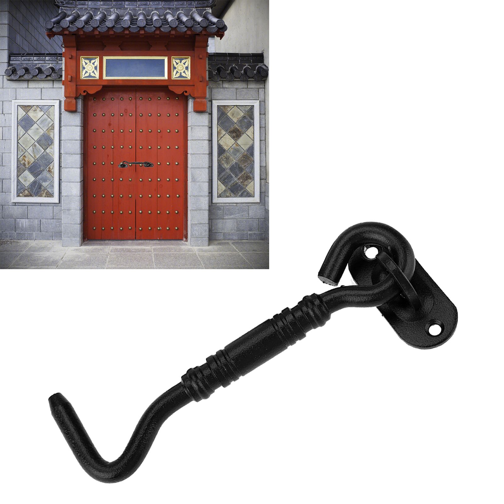 Black Color 201 Stainless Steel Cabin Hook and Eye Latch Lock for Shed Gate view 11
