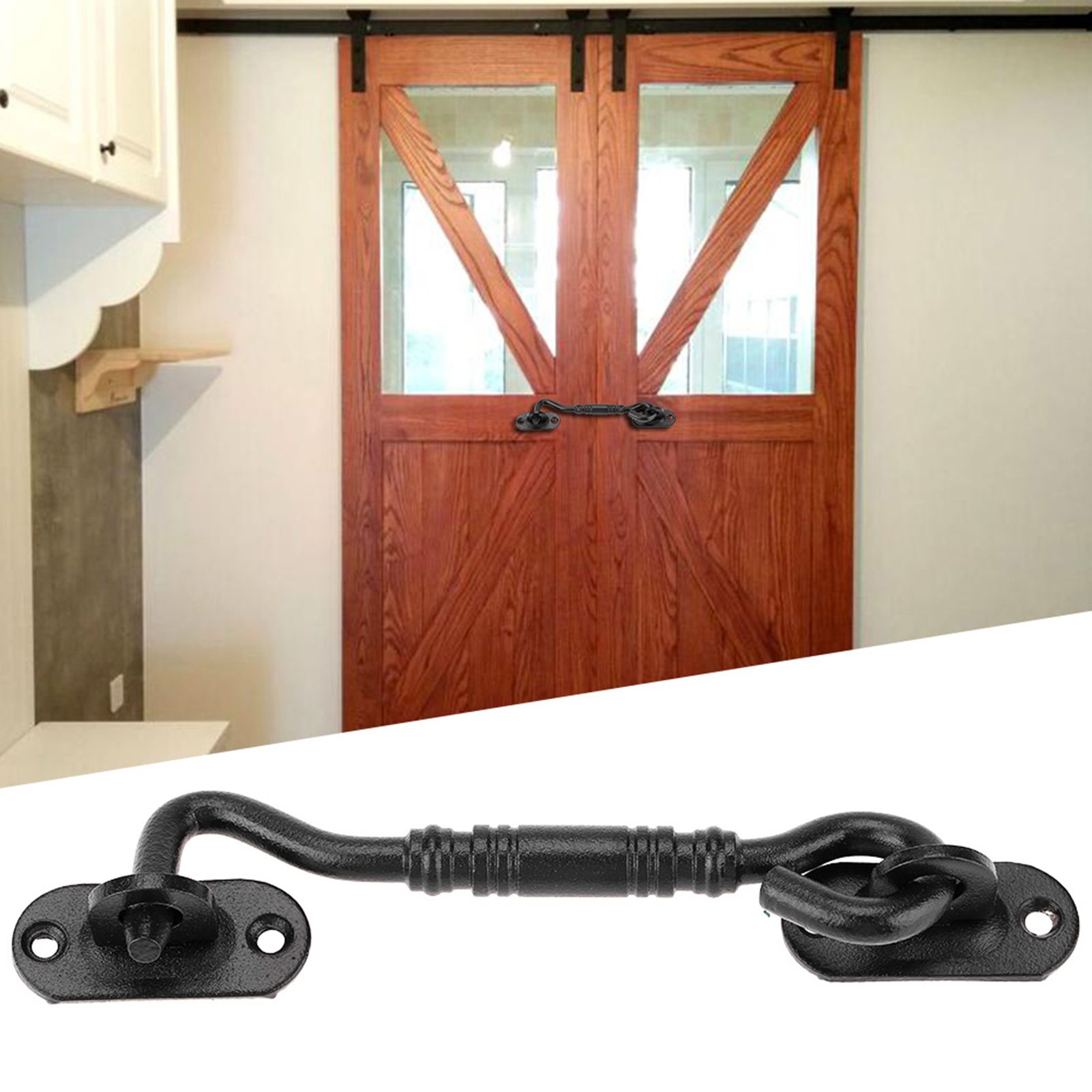 Black Color 201 Stainless Steel Cabin Hook and Eye Latch Lock for Shed Gate view 12