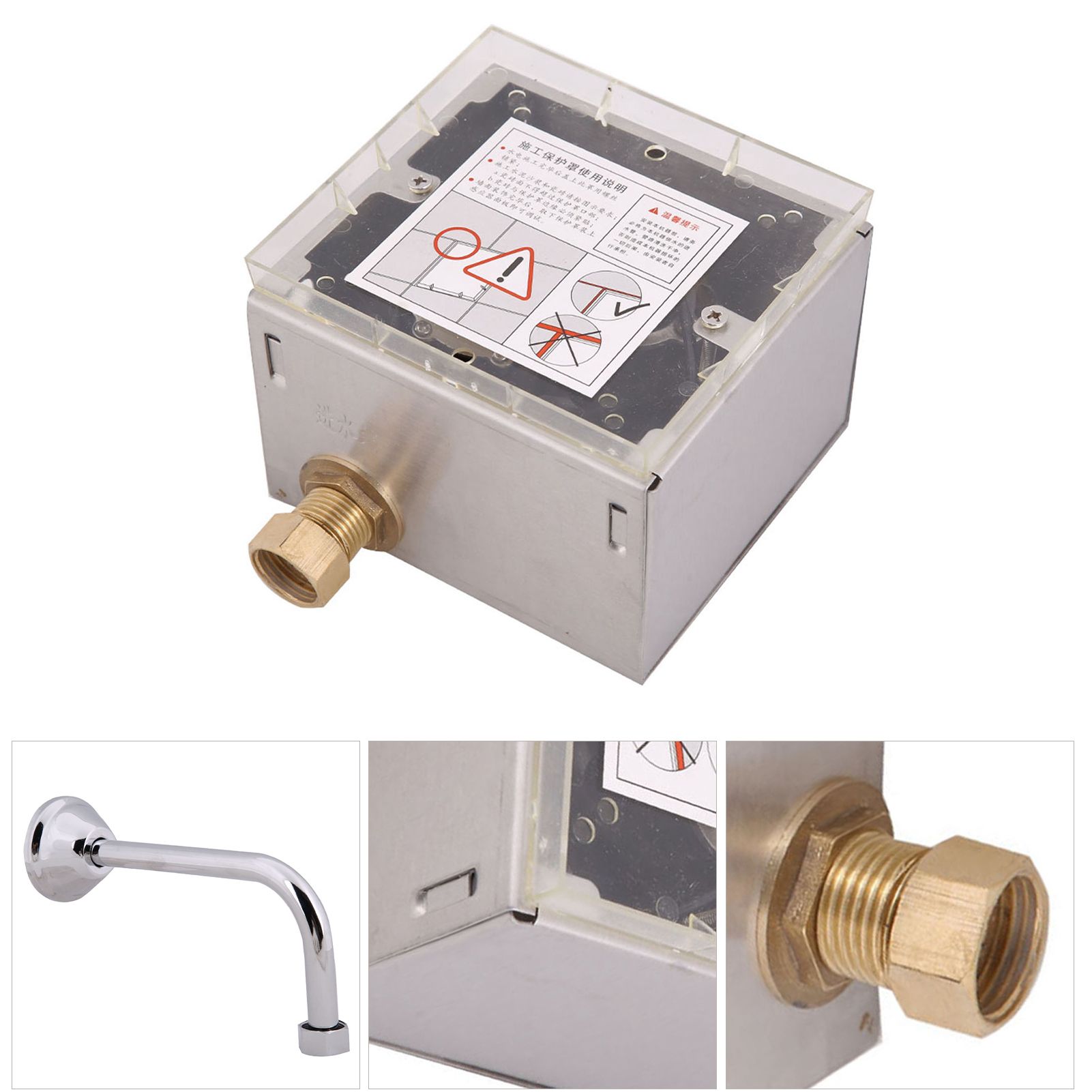 Wall Mount Lavatory Automatic Sensing Urinal Flush Valve Bath Toilet Faucet Taps view 10