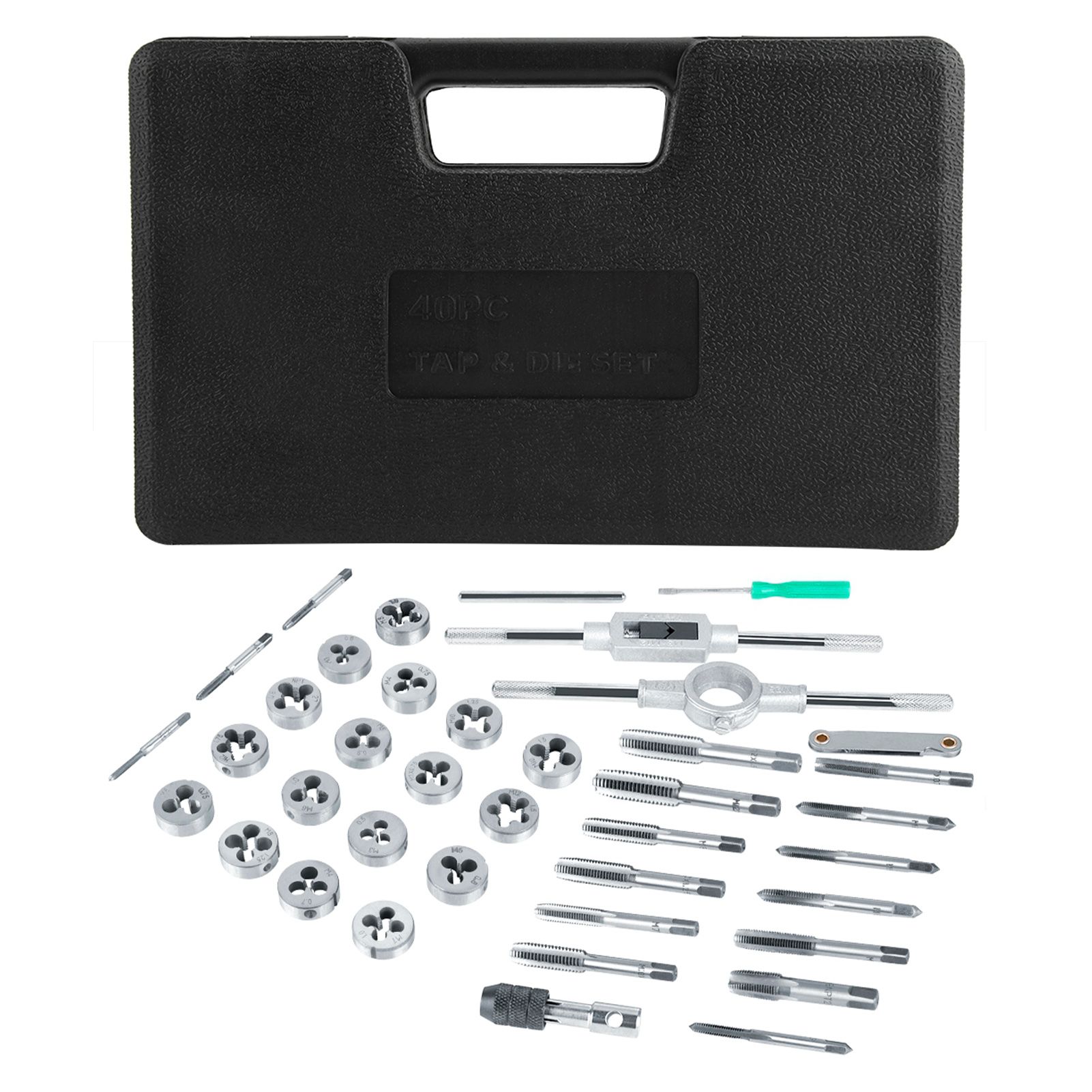 40Pcs M3-M12 Screw Nut Tap and Die Set with Wrenches and Thread Gauge Heavy view 2