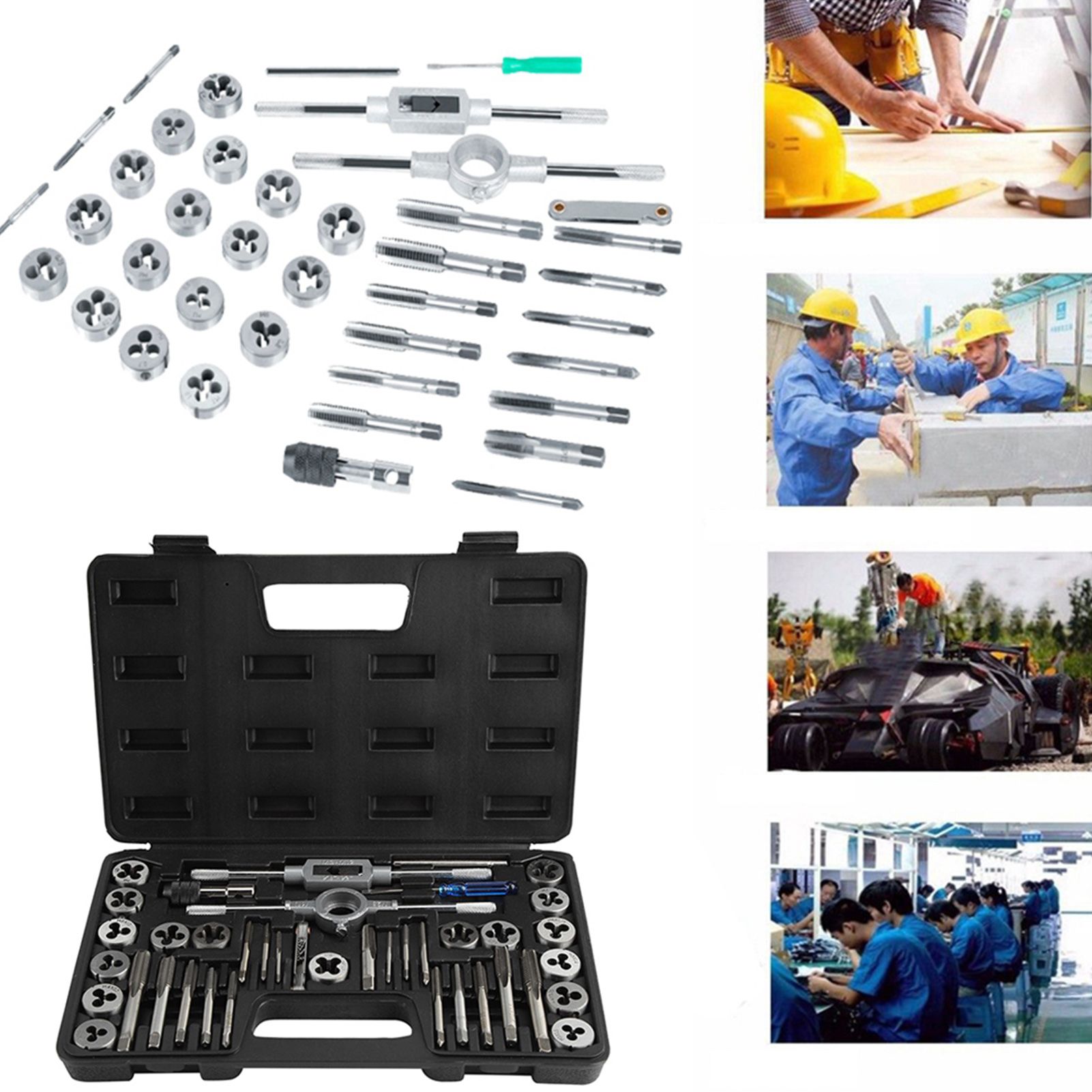 40Pcs M3-M12 Screw Nut Tap and Die Set with Wrenches and Thread Gauge Heavy view 11