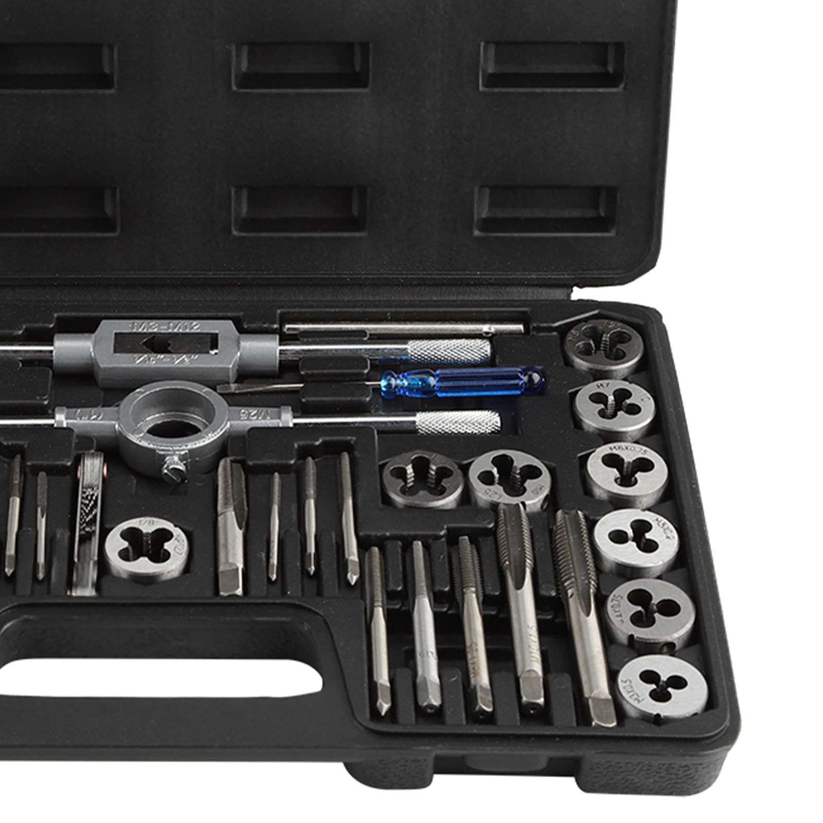 40Pcs M3-M12 Screw Nut Tap and Die Set with Wrenches and Thread Gauge Heavy view 14