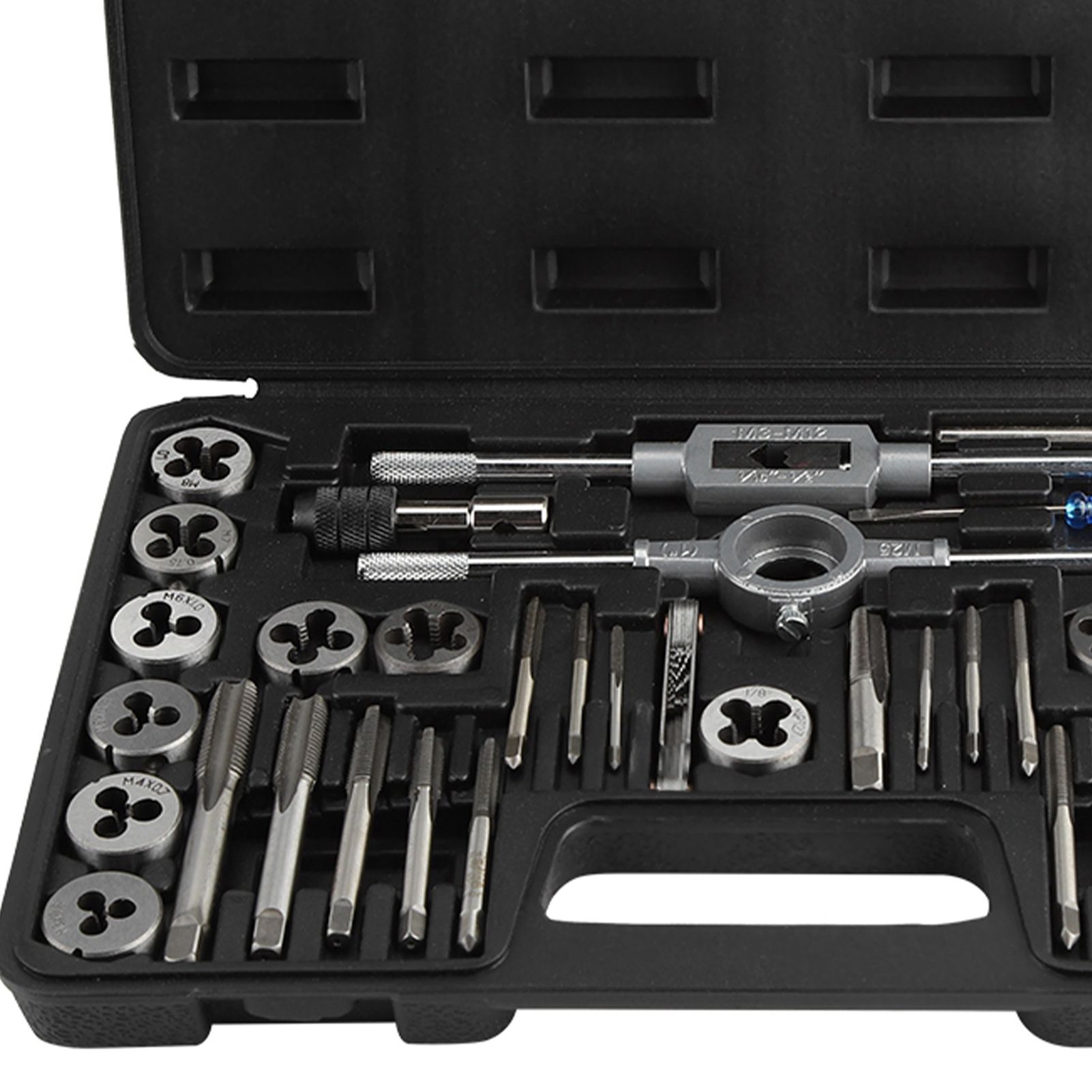 40Pcs M3-M12 Screw Nut Tap and Die Set with Wrenches and Thread Gauge Heavy view 15