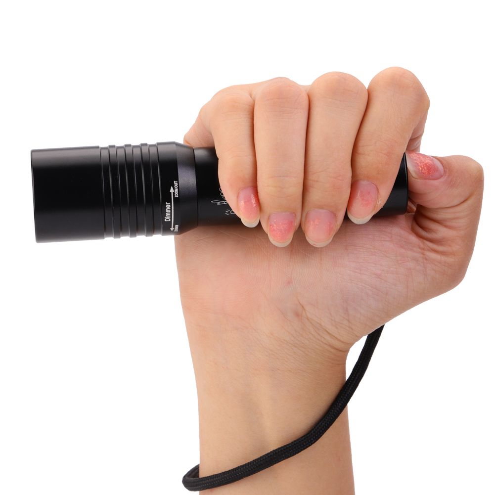 Handheld Zoomable Underwater 1200LM LED Diving Flashlight Waterproof Battery Power view 8