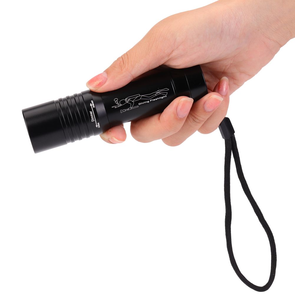 Handheld Zoomable Underwater 1200LM LED Diving Flashlight Waterproof Battery Power view 9