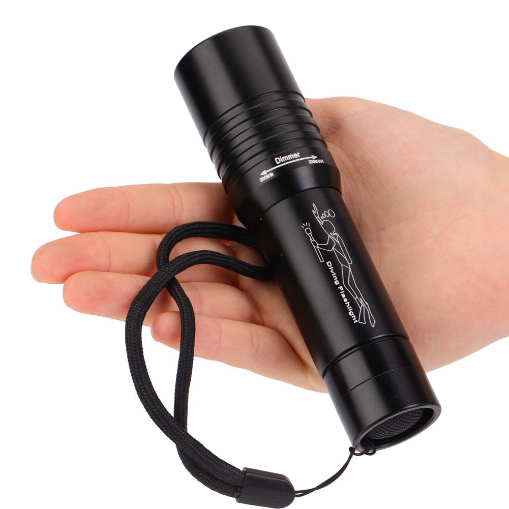 Handheld Zoomable Underwater 1200LM LED Diving Flashlight Waterproof Battery Power view 10