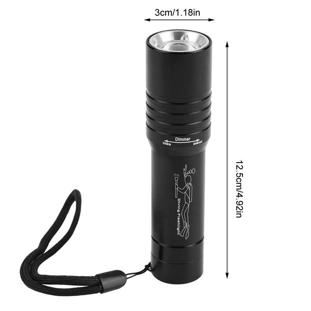 Handheld Zoomable Underwater 1200LM LED Diving Flashlight Waterproof Battery Power view 13