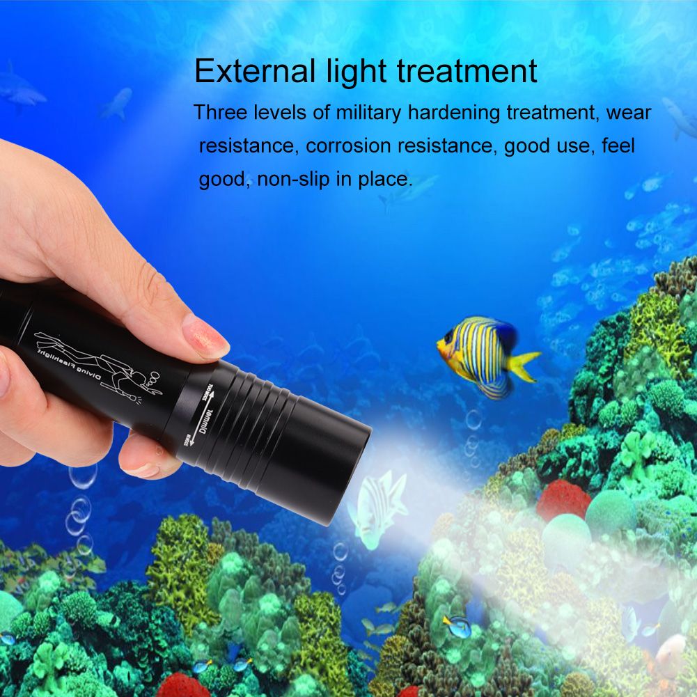 Handheld Zoomable Underwater 1200LM LED Diving Flashlight Waterproof Battery Power view 14