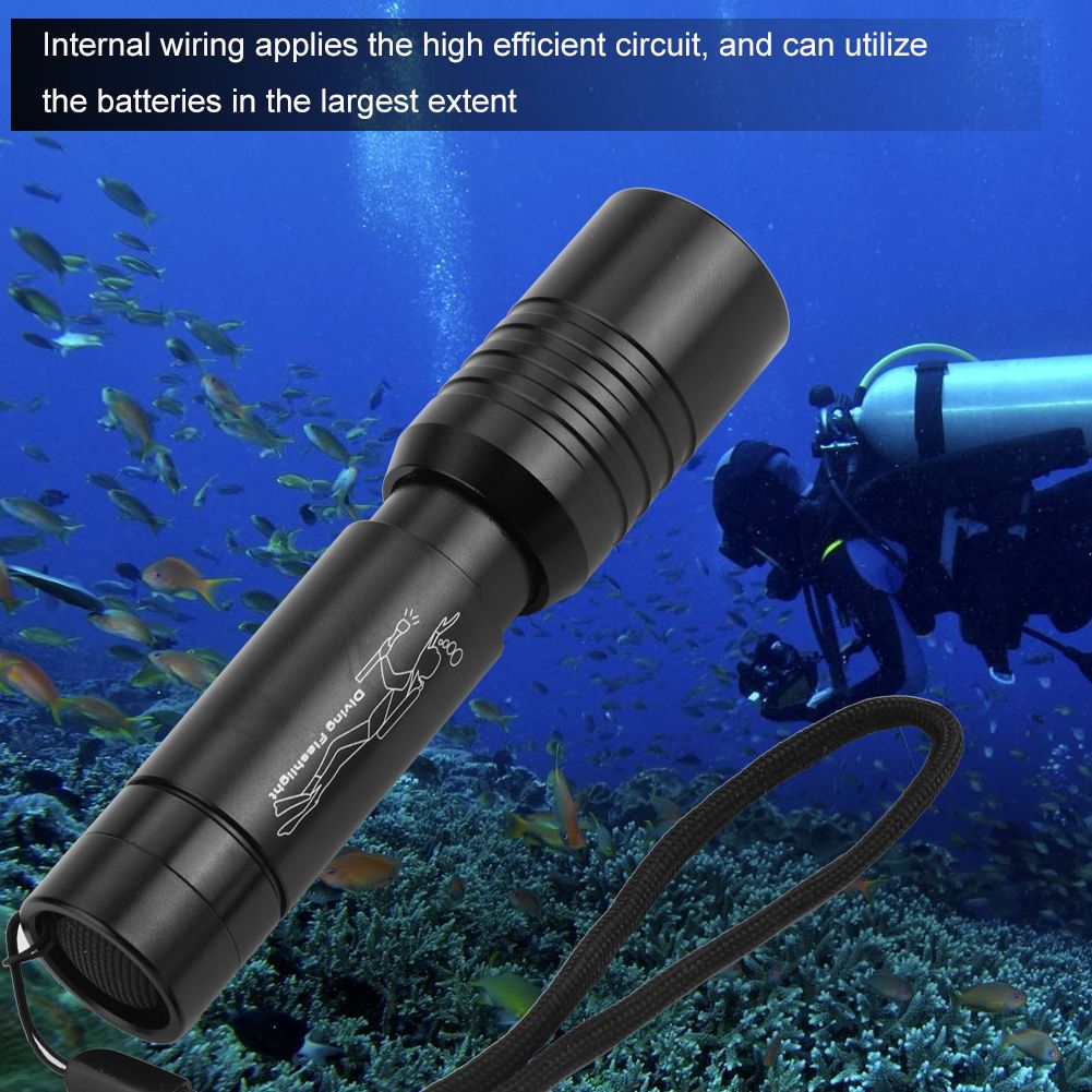 Handheld Zoomable Underwater 1200LM LED Diving Flashlight Waterproof Battery Power view 15