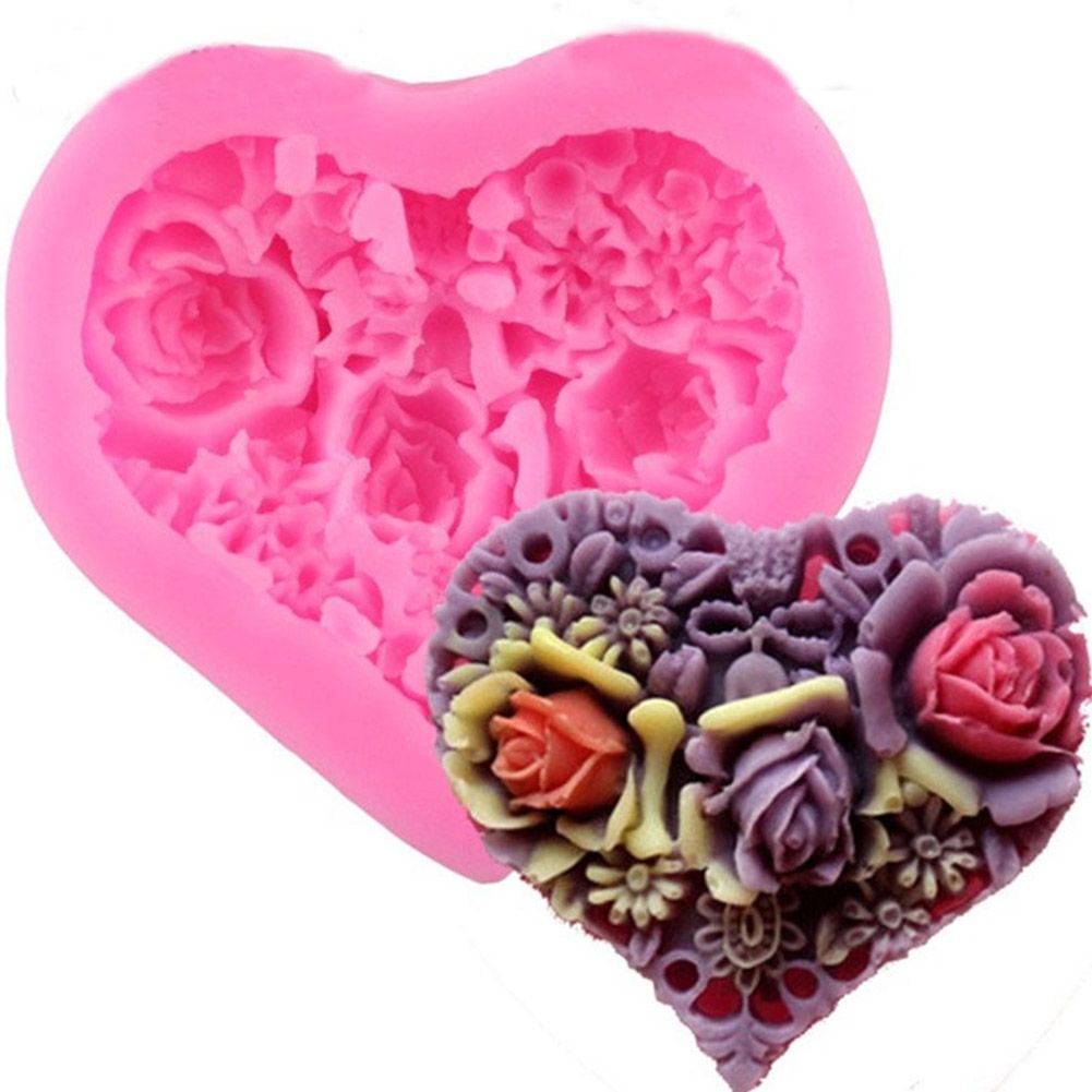 Heart shaped Silicone Mould Washable Heat Resistant Mold for Chocolate Dessert view 3