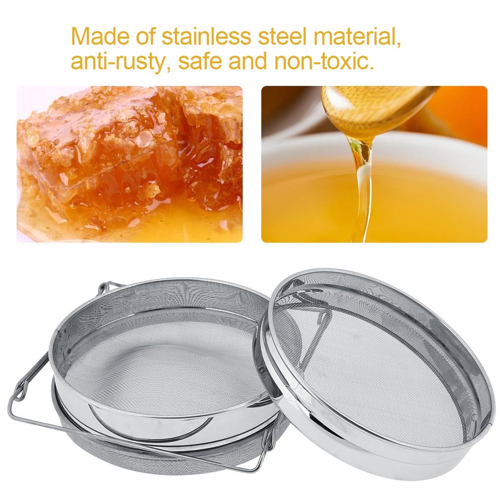 Stainless Steel Beekeeping Double Honey Sieve Strainer Extractor Filter Mesh view 3