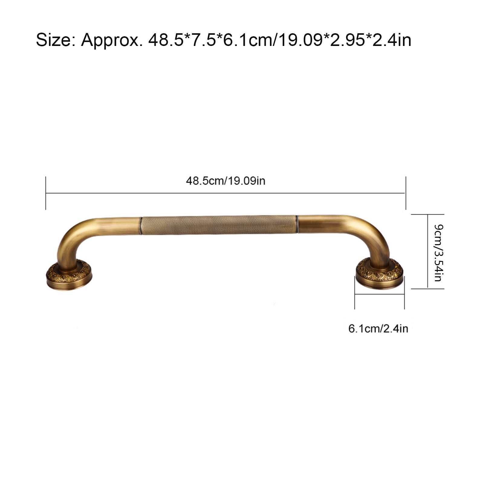 Antique Style Brass Carved Shower Tub Safety Grab Bar Wall Mounted Bathroom view 5