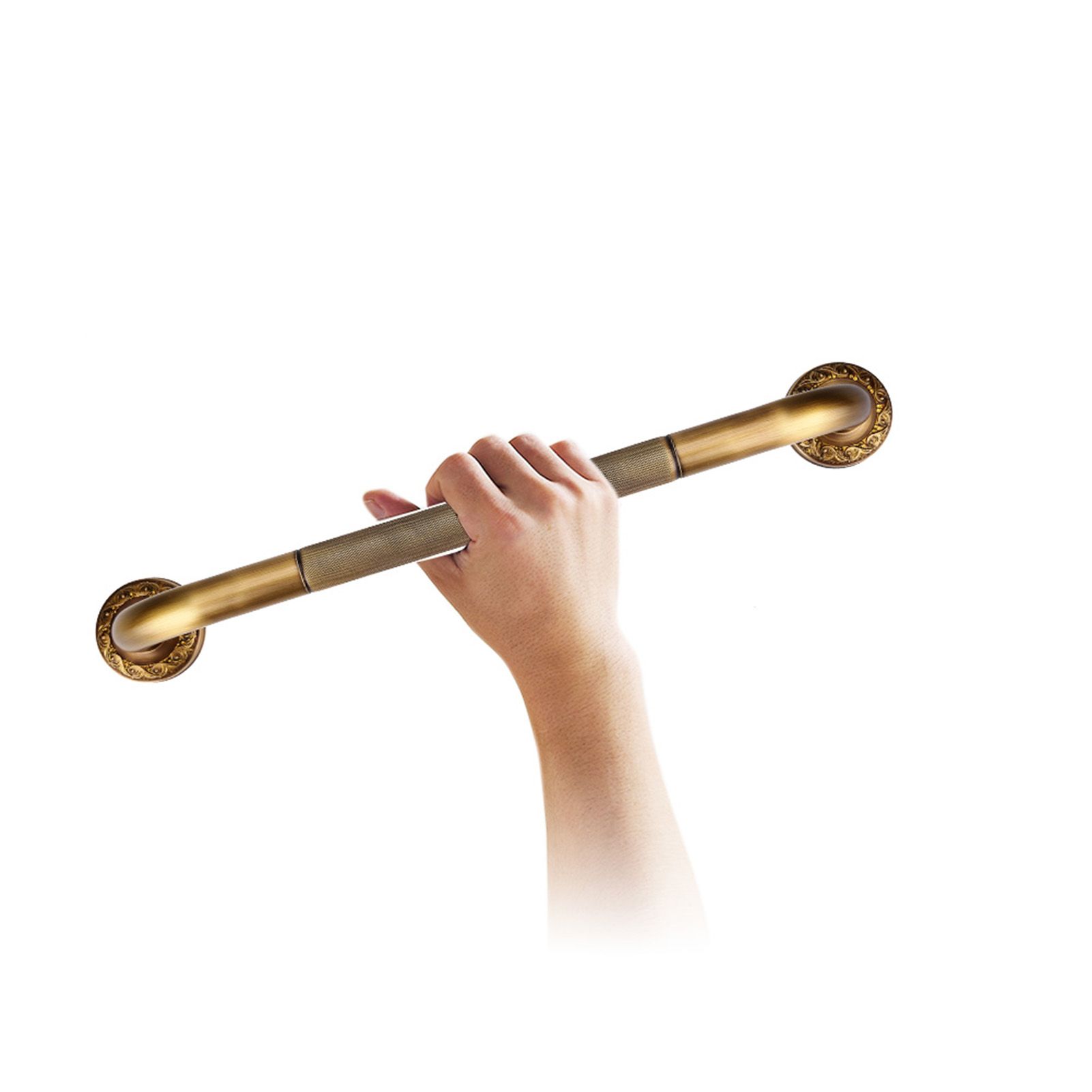 Antique Style Brass Carved Shower Tub Safety Grab Bar Wall Mounted Bathroom view 12