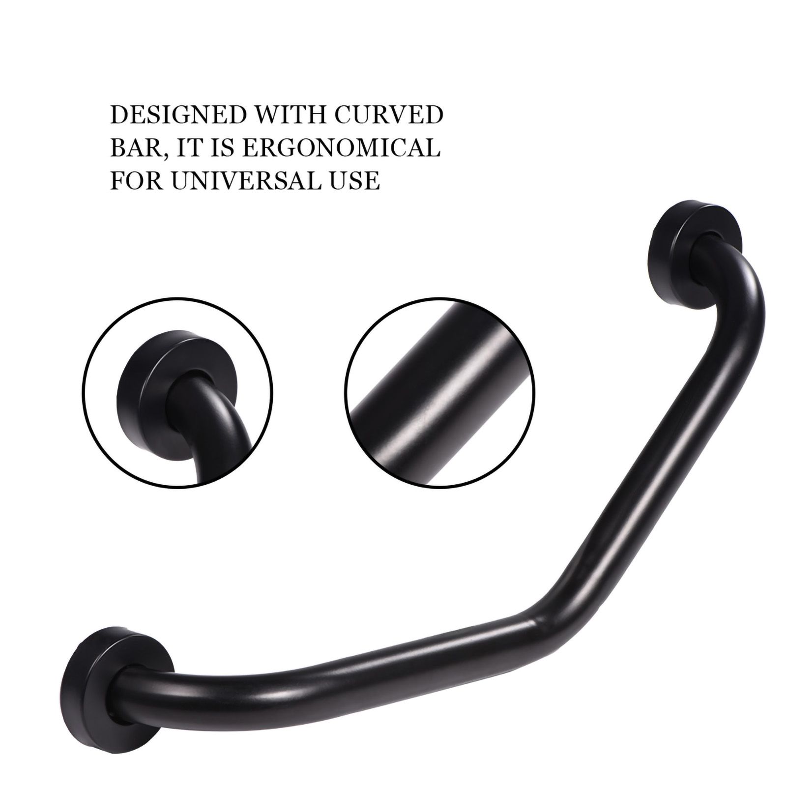 Stainless Steel Curved Shower Tub Safety Grab Bar Towel Rack Wall Mounted view 6
