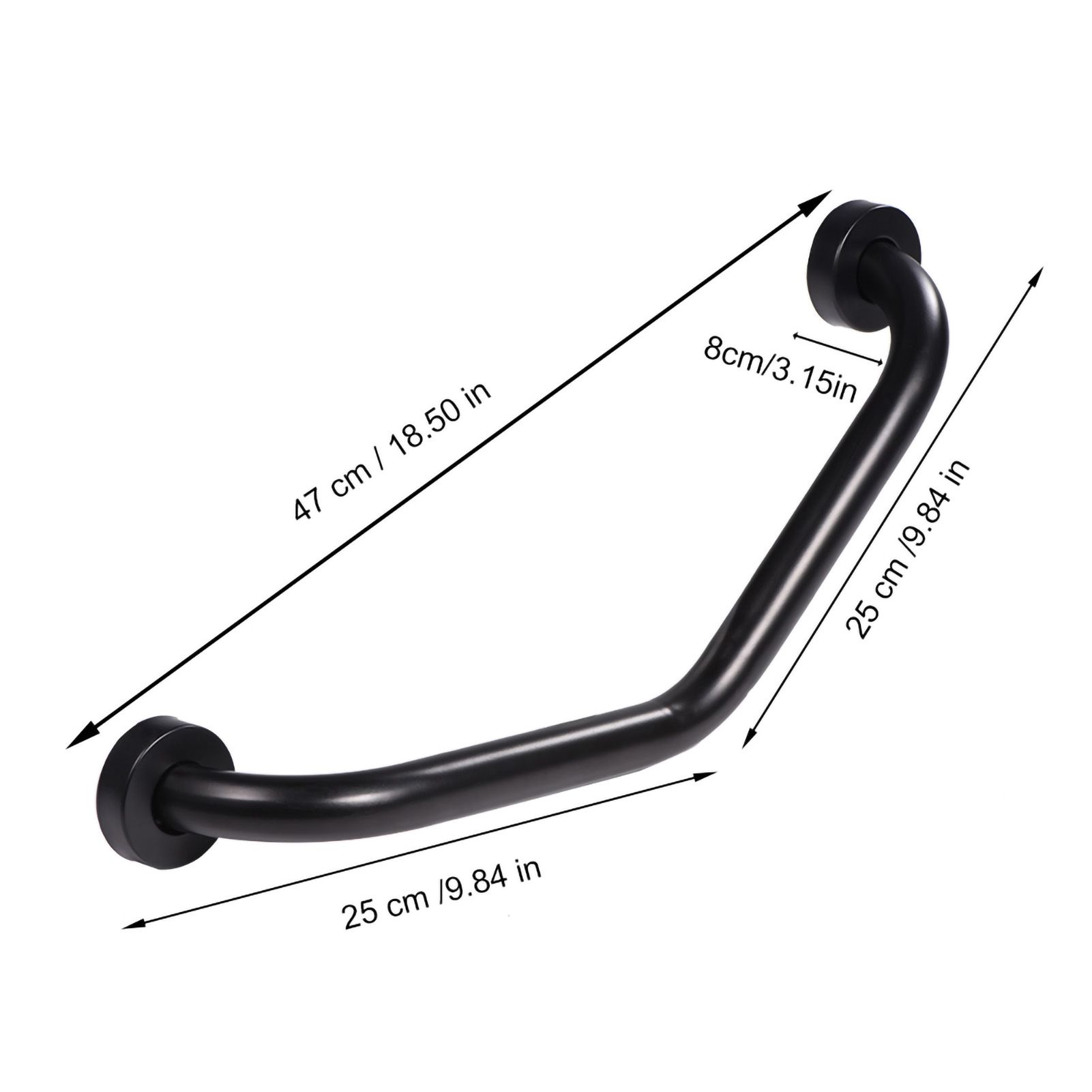 Stainless Steel Curved Shower Tub Safety Grab Bar Towel Rack Wall Mounted view 7