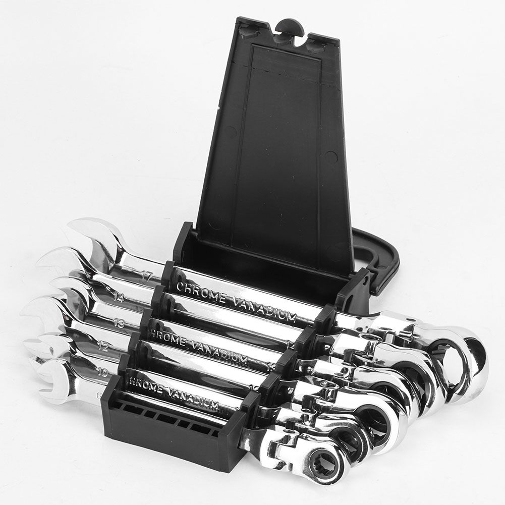 6Pcs Flexible Head Multi functional Ratchet Conination Spanner Wrench 8-17mm view 2