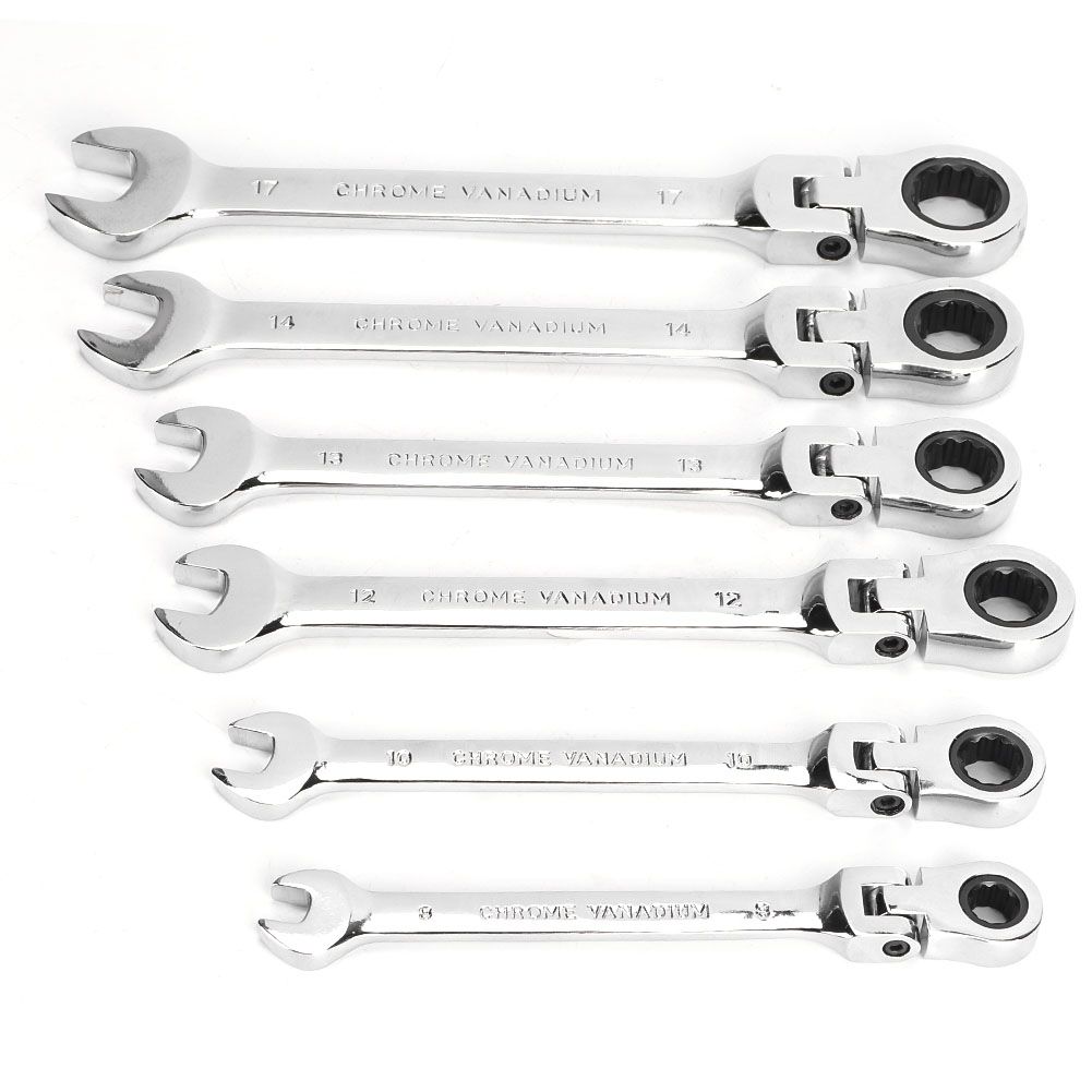 6Pcs Flexible Head Multi functional Ratchet Conination Spanner Wrench 8-17mm view 3