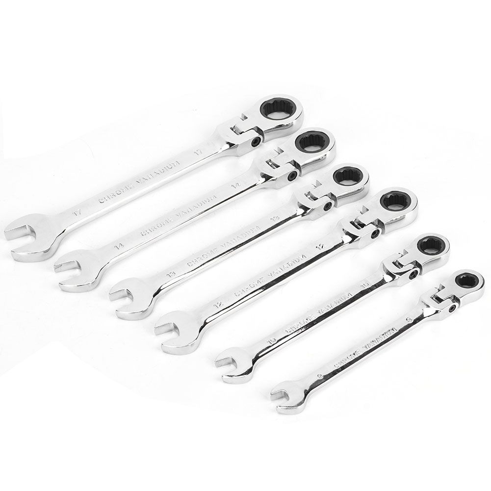 6Pcs Flexible Head Multi functional Ratchet Conination Spanner Wrench 8-17mm view 4