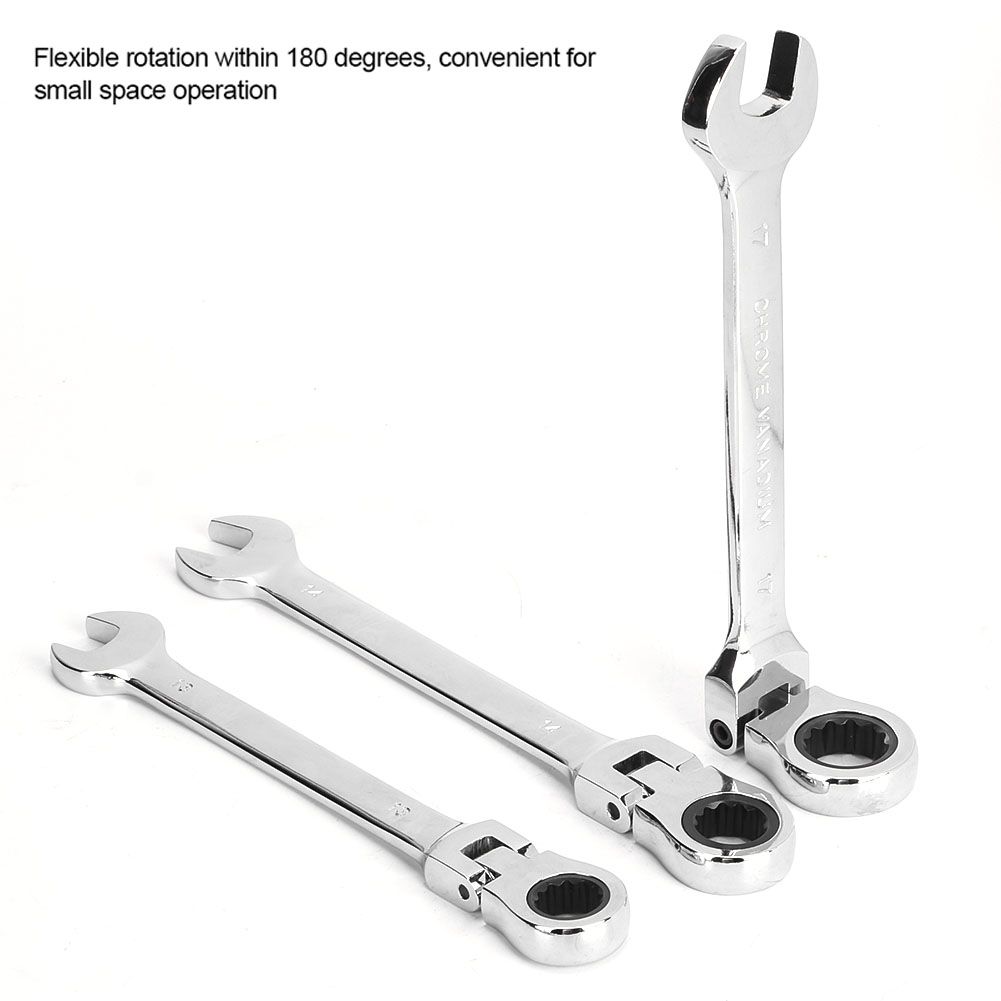 6Pcs Flexible Head Multi functional Ratchet Conination Spanner Wrench 8-17mm view 8