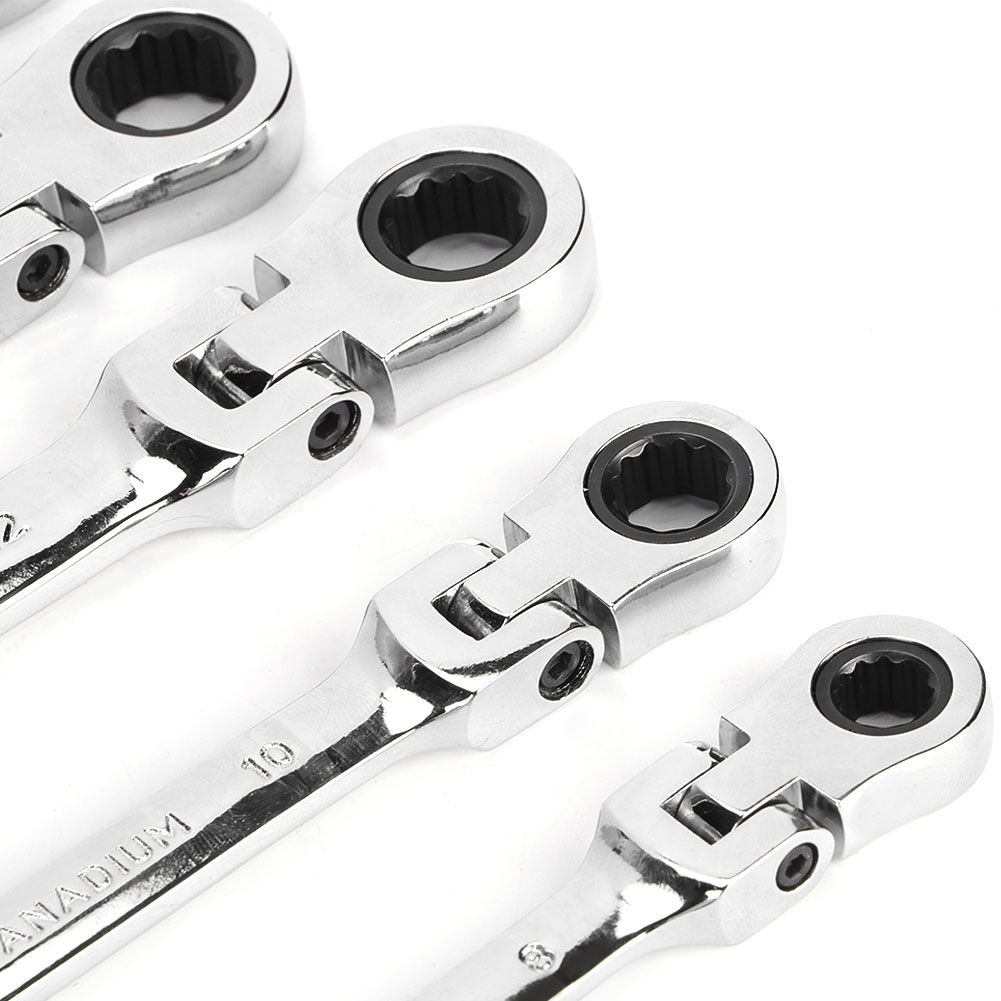 6Pcs Flexible Head Multi functional Ratchet Conination Spanner Wrench 8-17mm view 10